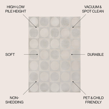 Geometric Modern Geometric Circles In Squares High-Low Area Rug